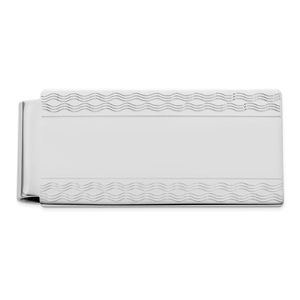 Rhodium-plated Kelly Waters Patterned Edge Hinged Men's Gifts Money Clip